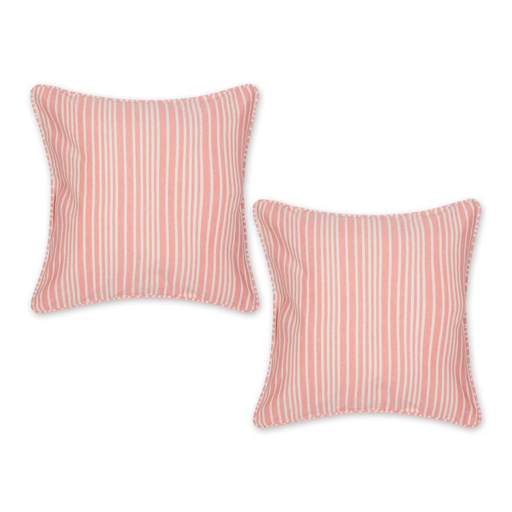 Avocado Chambray Stripe Recycled Cotton Pillow Cover 18x18 (Set of 2)