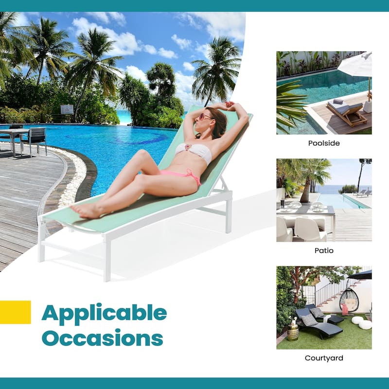 Pellebant Outdoor Adjustable Aluminum Chaise Lounge Chairs (Set of 4) - 23.43 " W x 42.63" D x 13.15" H