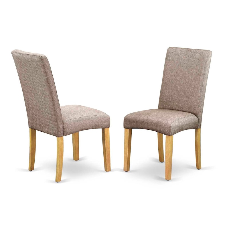 Parson Chair - Linen Fabric Seat, Oak Legs - Dining Room Accent Chair
