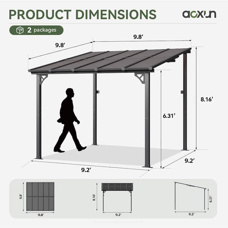 10'x10' & 10'x 14' Wall Mounted Gazebos Pergola on Clearance