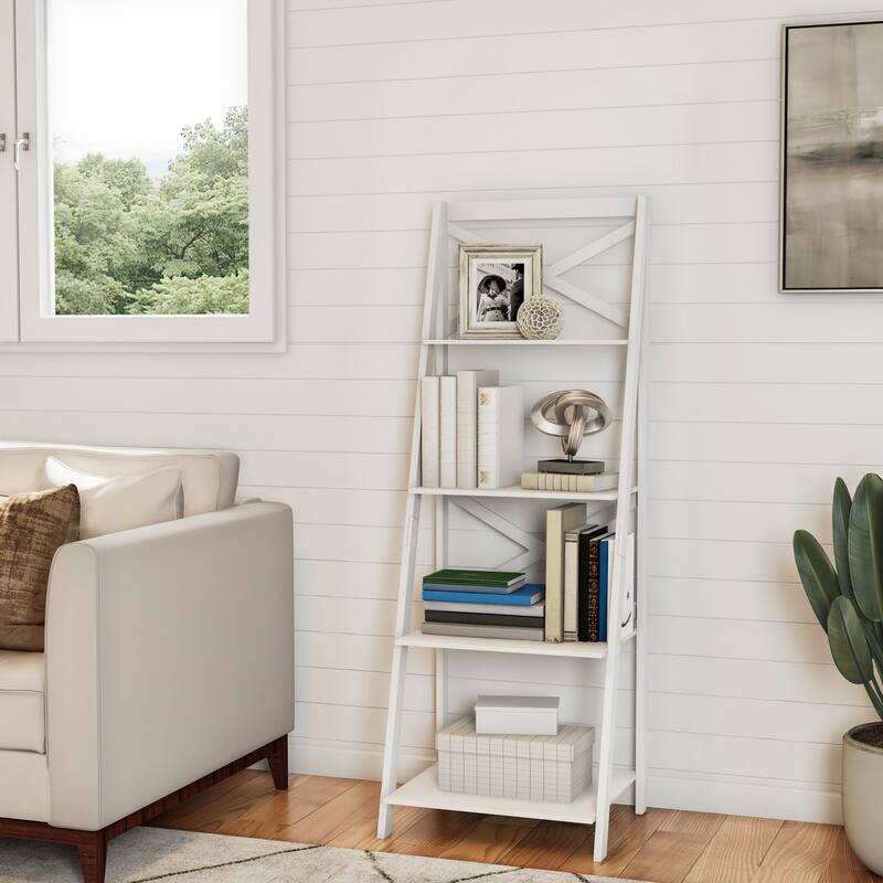 Lavish Home 4-Tier Leaning Ladder Bookshelf