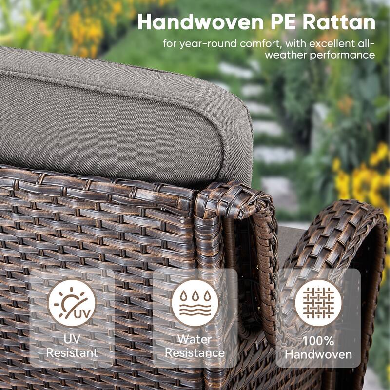 6 Pieces Outdoor Gliders Swivel Chairs with Table with 5-Inch Thick Cushions