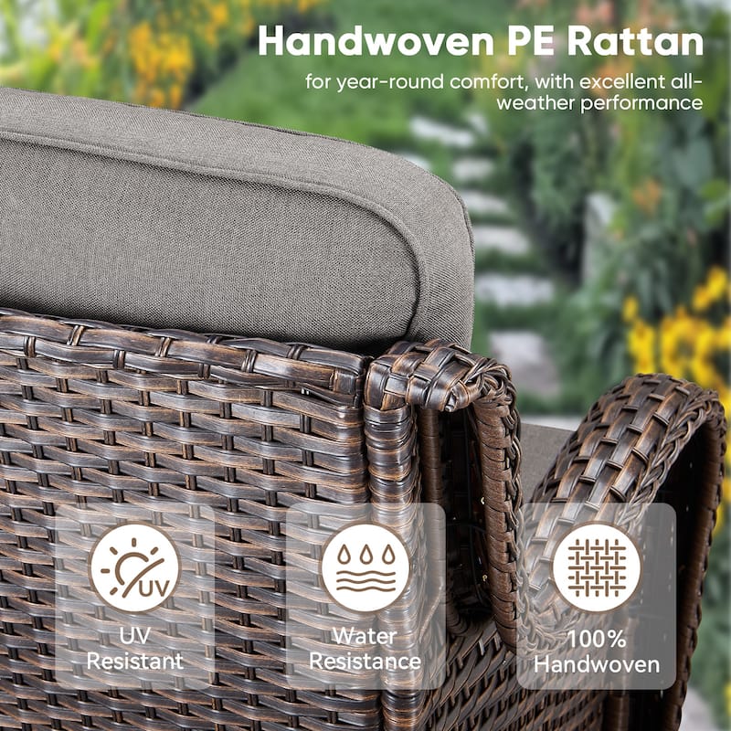 Outdoor Swivel Patio Wicker Chairs High Back Set of 2