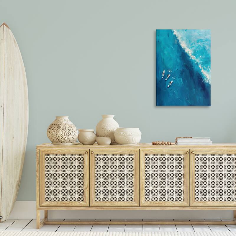 Stupell Surfers & Wave Aerial View Canvas Wall Art Design By LSR Design Studio