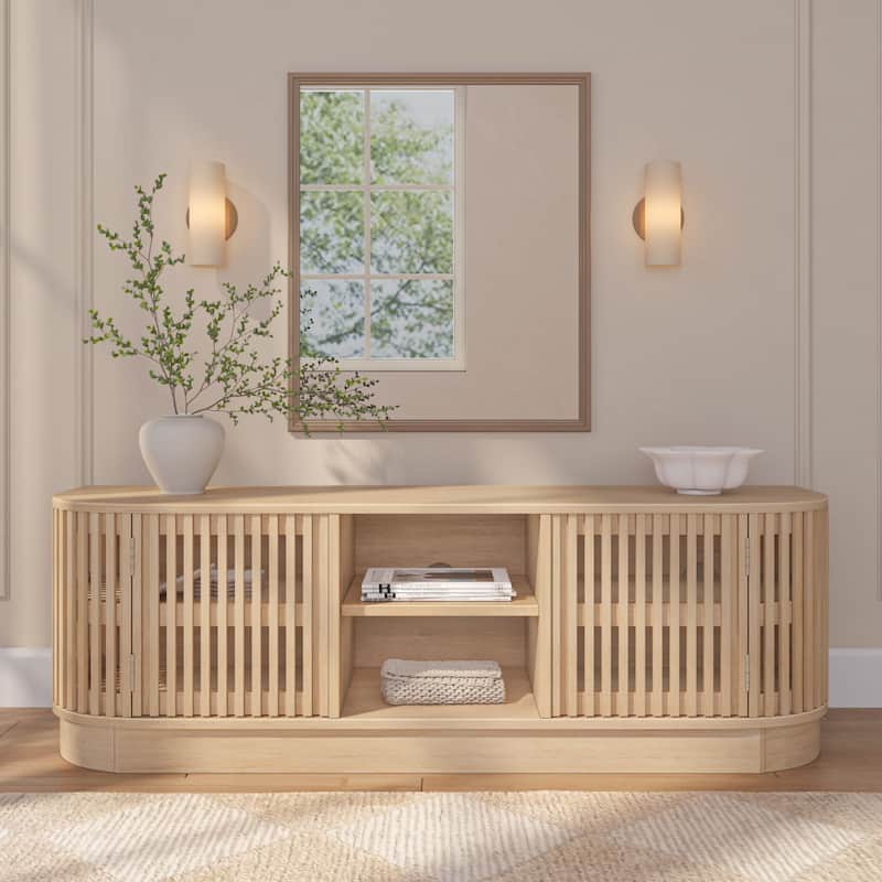 Plank and Beam Contour Curved Mid-Century Modern Sideboard/TV Stand