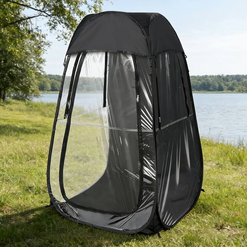Anmytek Pop Up Clear View Outdoor Shelter Tent with Transparent PVC Walls and Sunshade Top Portable Foldable Camping Fishing