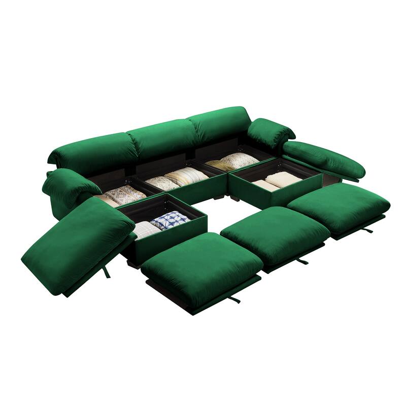 Velvet Fabric Modular Cloud Couch with Storage Seat,Free Combination