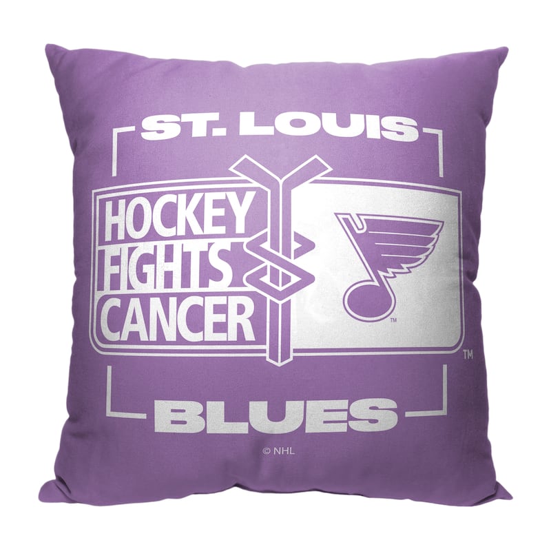 NHL St. Louis Blues Hockey Fights Cancer Fight For 18 Inch Throw Pillow
