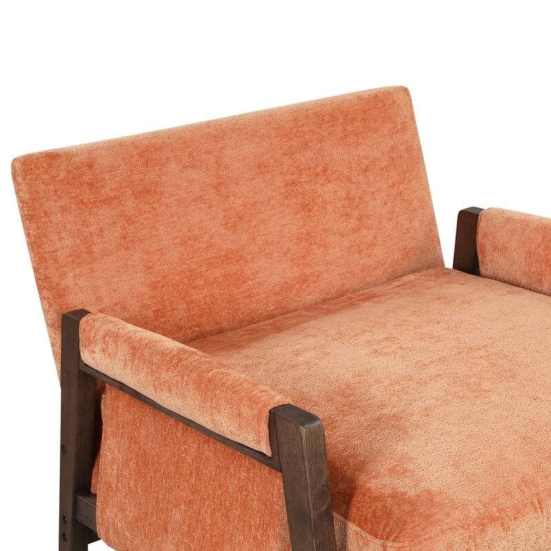 Mid-Century Modern 30.2" Velvet Arm Chair with Solid Wood and Thick Seat Cushion for Living Room