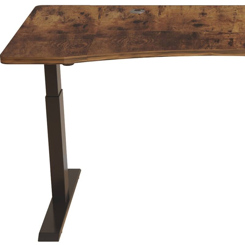 HomeRoots Adjustable Brown and Black Wood and Stainless Steel Rolling Standing Desk