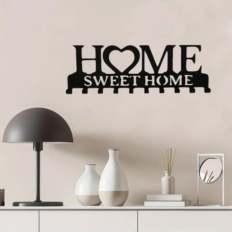 Wall Key Holder Retro Metal Handmade Iron Hooks Entrance Storage - 10.11" x 3.54"