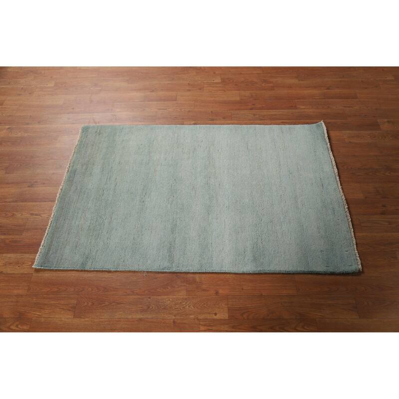 Blue Gabbeh Modern Rug Hand-Knotted Wool Carpet - 2'7" x 4'1"
