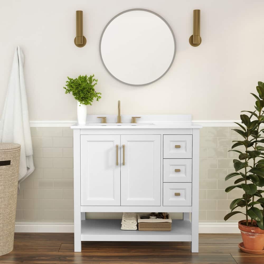 Bathroom Vanity with Sink, Open Storage, and Storage Drawers