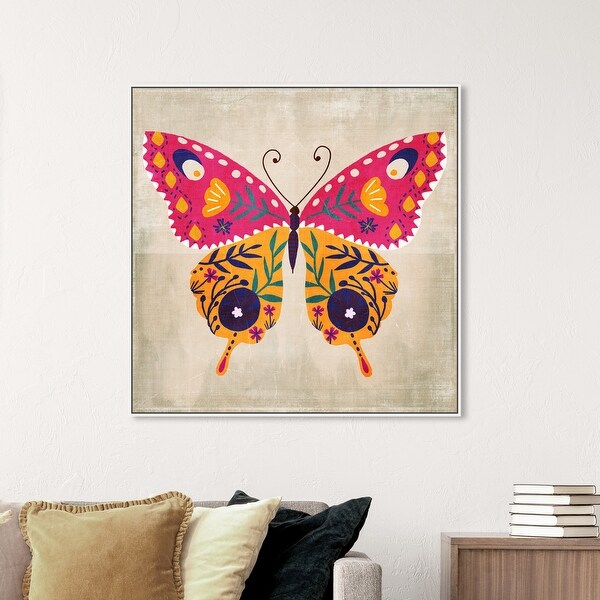 Oliver Gal 'Colorful Butterfly Wings Floral Pattern' Framed