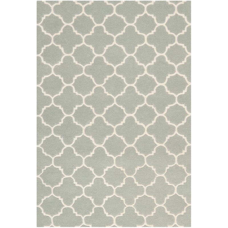 SAFAVIEH, Handmade Chatham Caisa Modern Moroccan Wool Rug - 3' x 5' - Grey/Ivory
