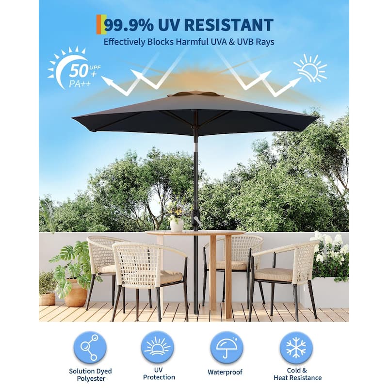 Coromose 7.5FT Patio Umbrella Outdoor, 6 Sturdy Ribs UV Protection,for Deck Poolside Backyard - Grey