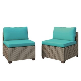 Keys 2-Piece Outdoor Armless Sofa in Summer Fog Wicker