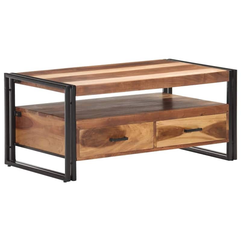 vidaXL Solid Wood Console Table with Steel Leg
