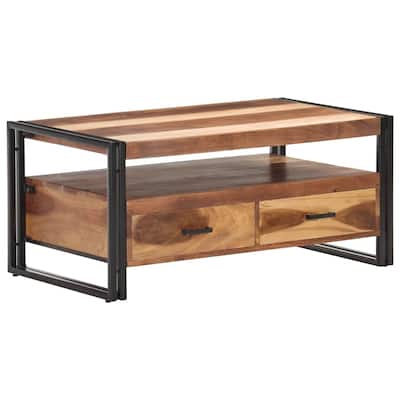 vidaXL Solid Wood Console Table with Steel Leg