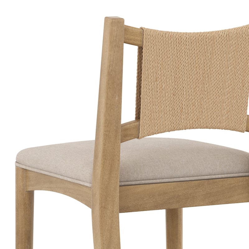 Elodia Boho Counter Height Bar Stool with Woven Seagrass Backrest and Solid Wood Frame