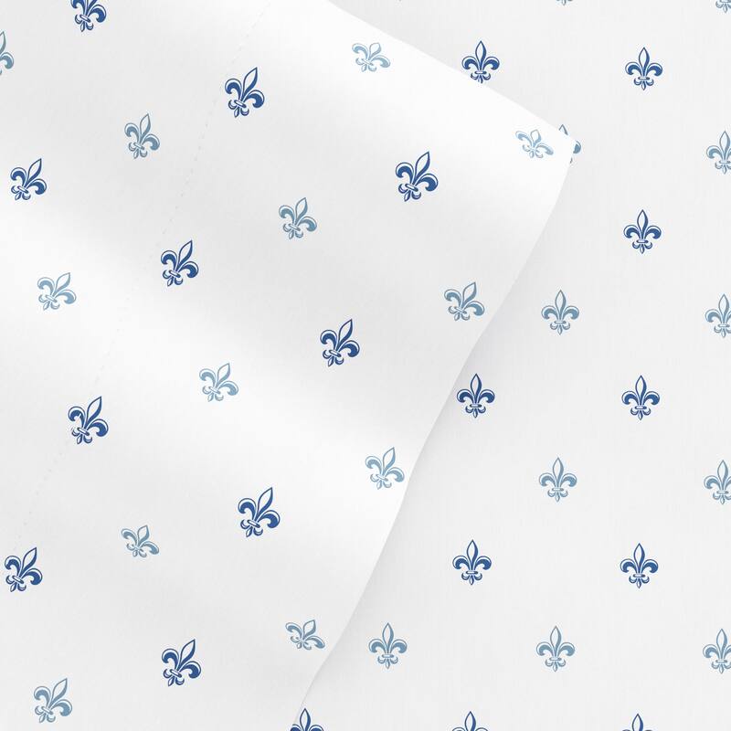 Becky Cameron Double Brushed Patterned 4 Piece Sheet Sets - King - lily - navy