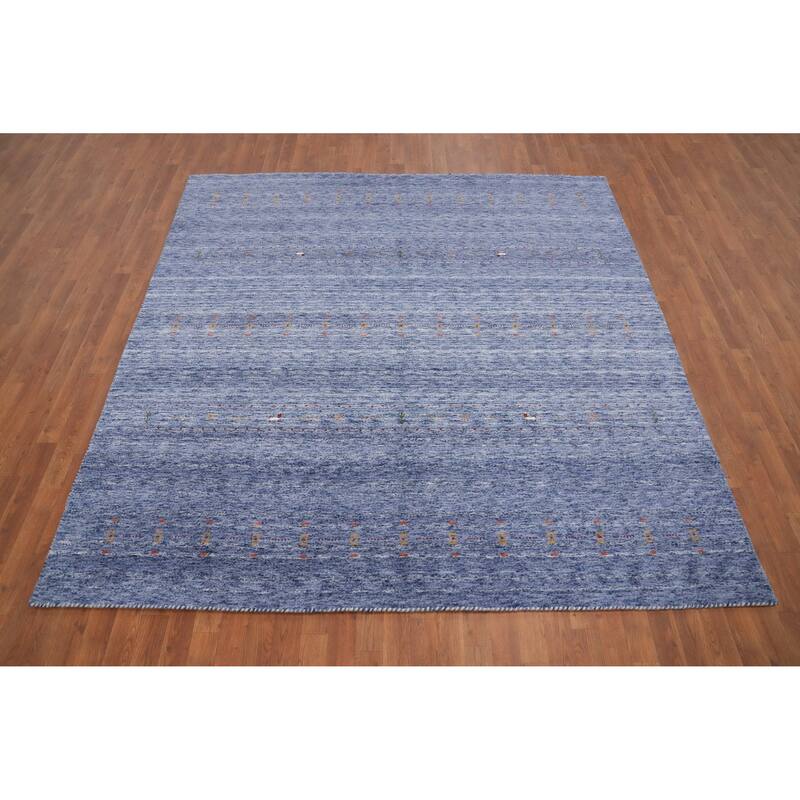 Hand Knotted Oriental 100% Wool Carpet Tribal Animal Pictorial Purples Gabbeh Area Rug - 8' 3'' X 7' 10''
