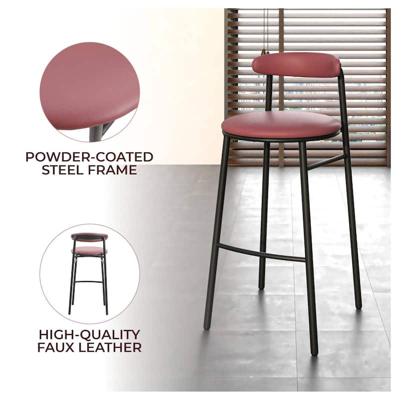 Polyster Bar Stool in Black Stainless Steel Lume Series by LeisureMod