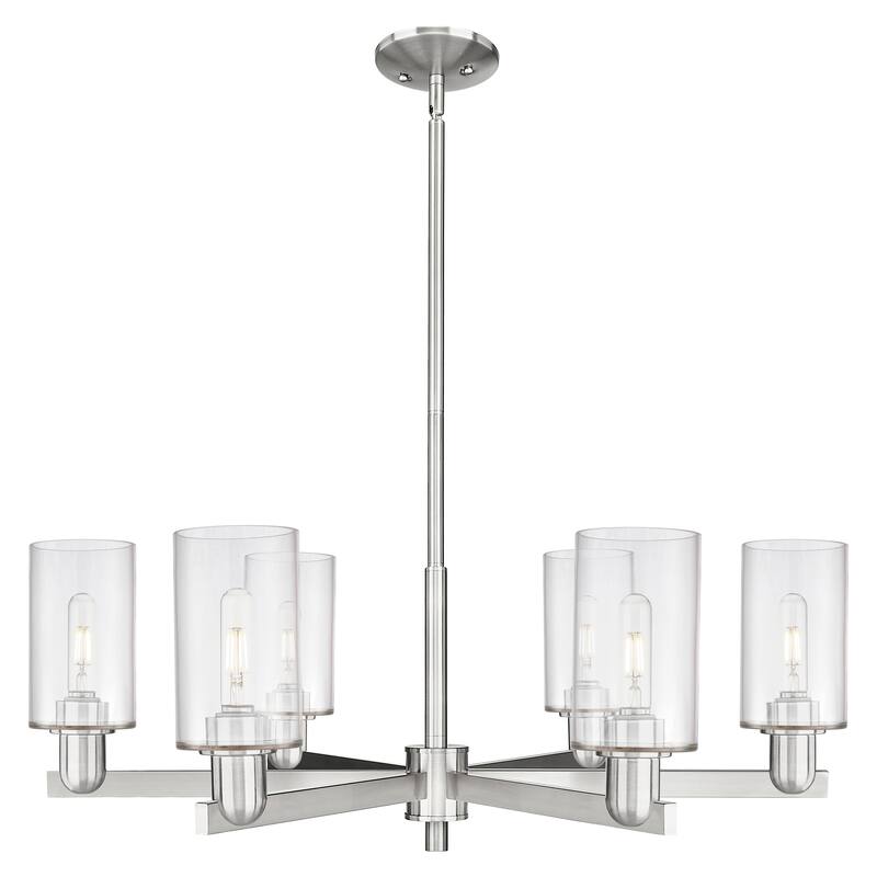 Innovations Lighting Endless Possibilities Arcadia - Clymer - 6 Light 34" Stem Hung Chandelier - Clear/Satin Nickel