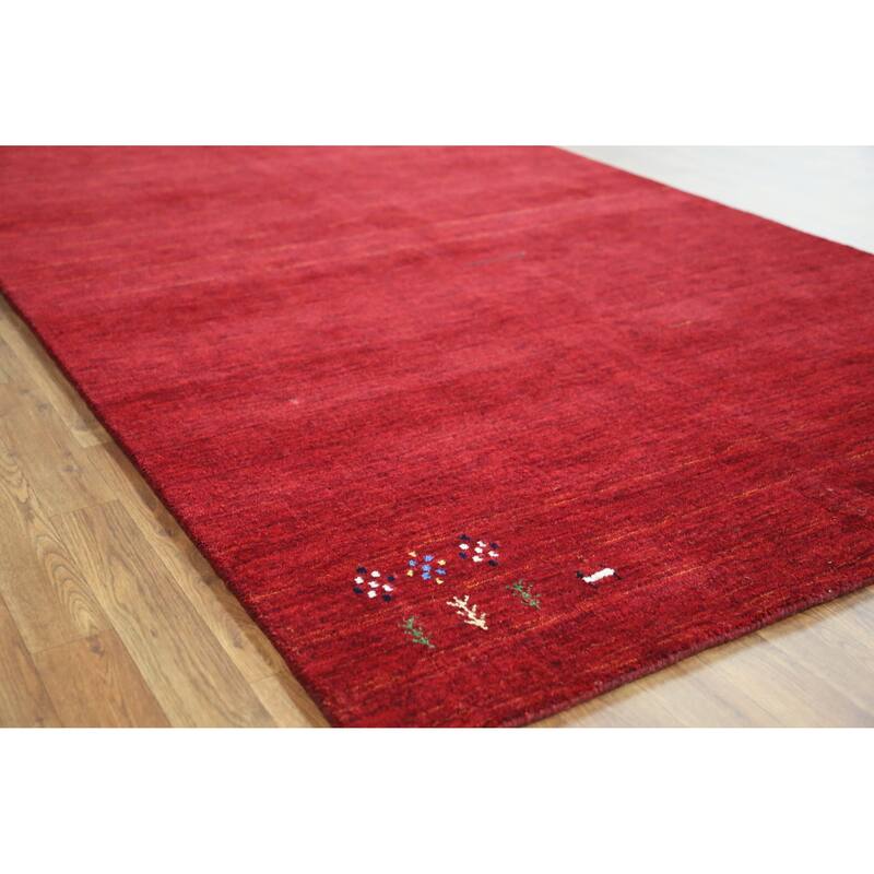 Hand Knotted Oriental 100% Wool Carpet Tribal Tribal Red Gabbeh Area Rug - 8' 0'' X 5' 2''