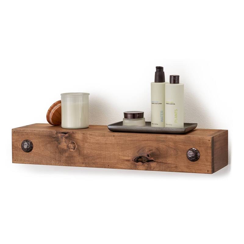 DRAKESTONE Farmhouse Floating Shelf w/ Clavos, Walnut On Sale Bed Bath & Beyond 35985225