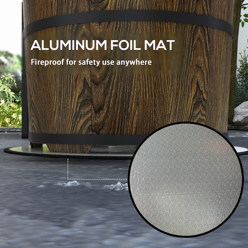 Outsunny Smokeless Fire Pit with Fireproof Mat, 20" Barrel Style Portable Wood Burning Firepit, Low Smoke Camping Bonfire Stove