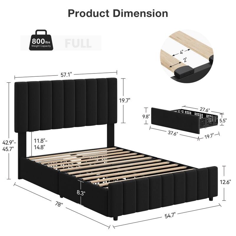 Bed Frame with Sturdy Metal Slats Support