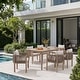 preview thumbnail 3 of 12, Outdoor Dining Set 7-Piece Acacia Wood Patio Rope-Woven Arm Chair and Dining Table with Umbrella Hole