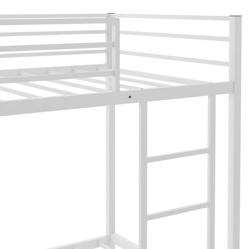 Metal Bunk Bed, Low Bunk Bed with Ladder