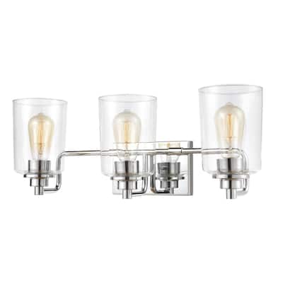 Robins 3-Light Vanity Light in Polished Chrome with Clear Glass