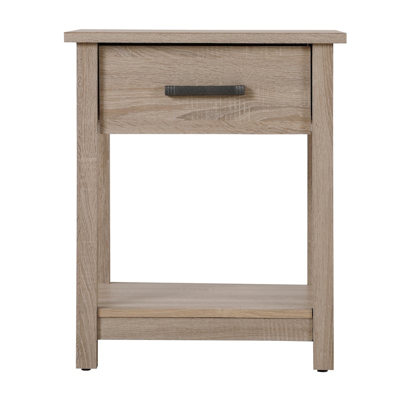 Sandle Wood Nightstand 24x20x19 Warm Compact Bedside Table with Contemporary Finish, Easy Assembly and Modern Storage