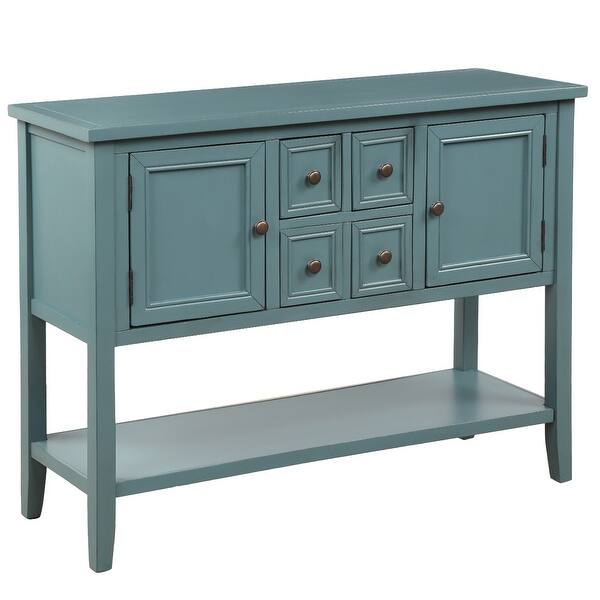Dark Blue Buffet Sideboard Console Table With Bottom Shelf Overstock 30138486 Shop sideboards and buffets perfectly suited in your dining room or large kitchen. usd