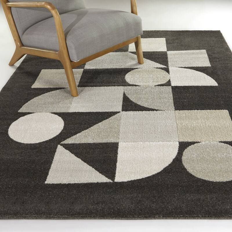Aden Modern Geometric Area Rug - 7'10" x 10' - Charcoal