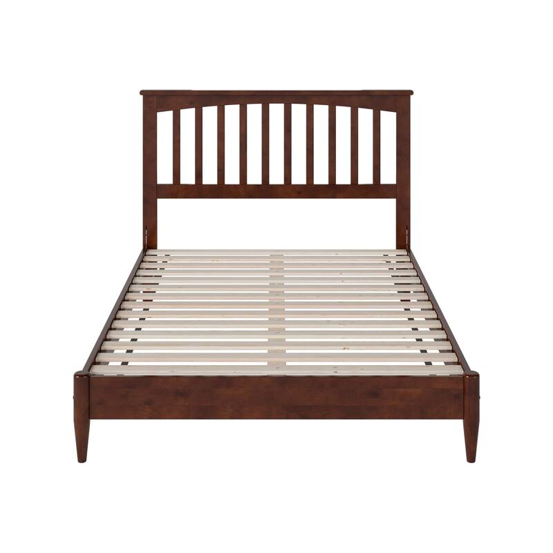 Modern Platform Bed - Low Profile Wood Bed Frame - Full Size Bed - Walnut Finish