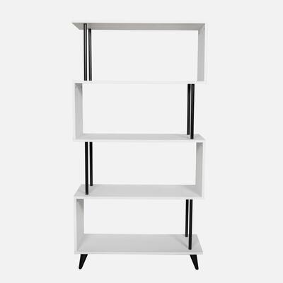 Breuer White S-Shaped 5-Tier Modern Floating Bookcase