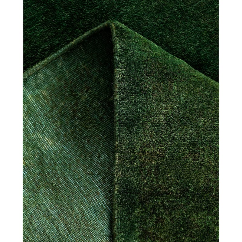Overdyed One-of-a-Kind Hand-Knotted Runner Rug - Green - 2' 9" x 4' 3"