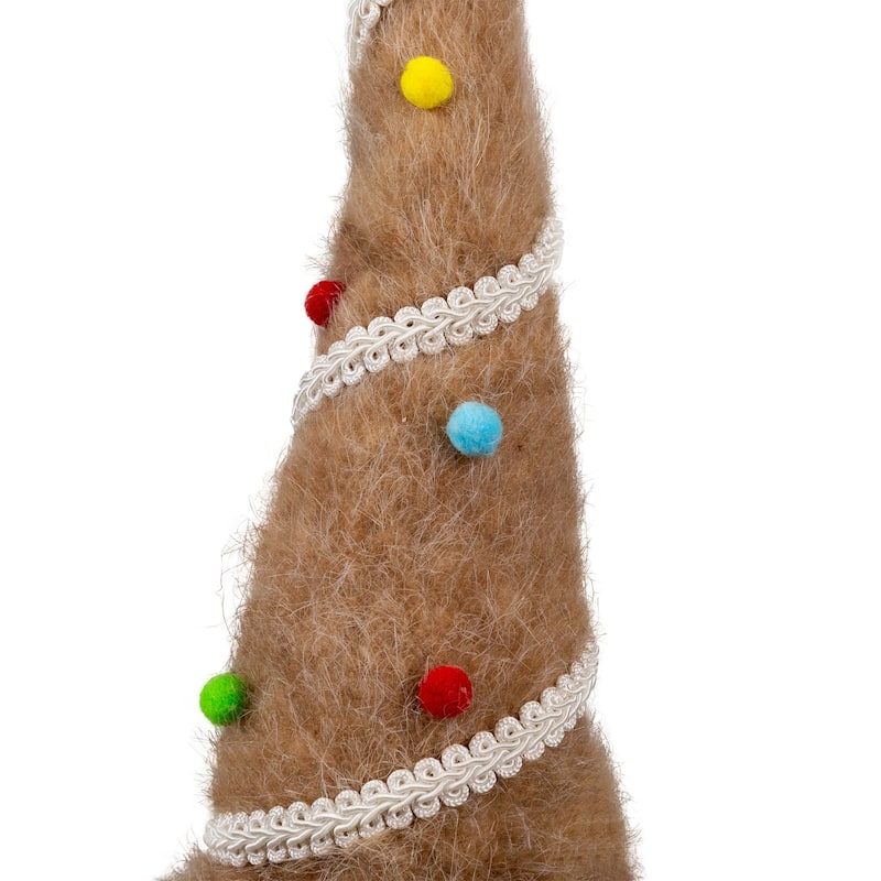 Gingerbread and Candy Gnome Christmas Decoration - 17" - Beige and White