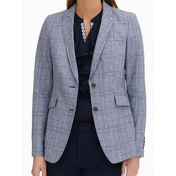 Tommy Hilfiger Women's Blazer Denim Blue Size 0 Plaid Two Button Notch. Opens flyout.