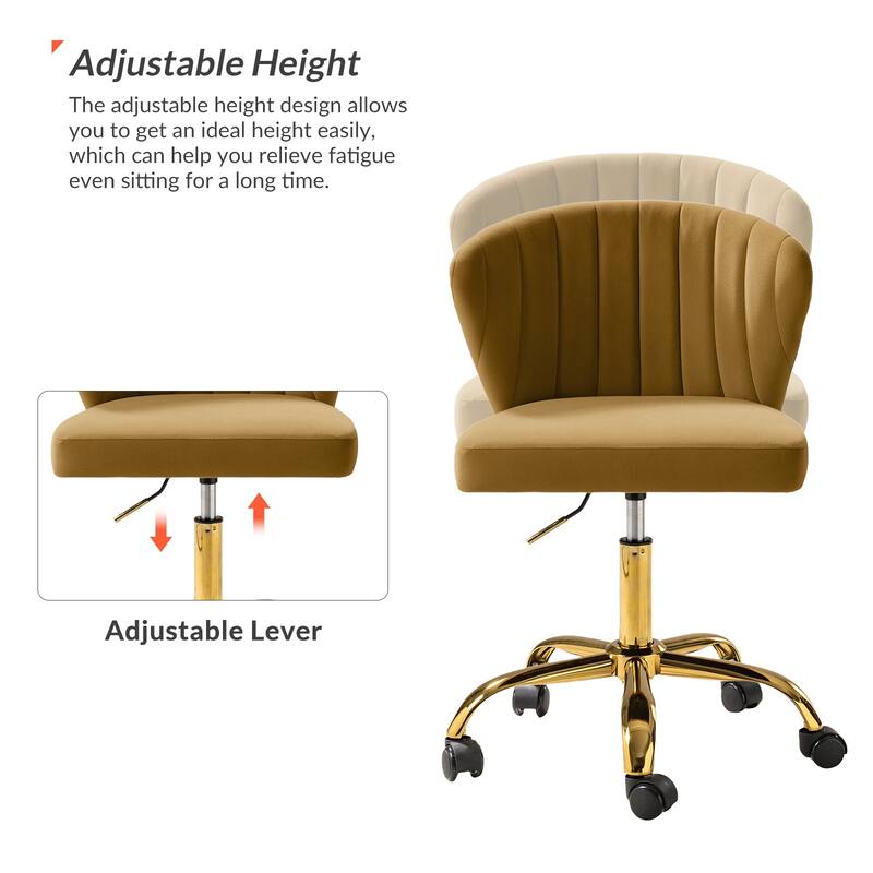 Ilia Modern Velvet Wingback 360 degree Ergonomic Office Task Chair with Channel Tufted Back by HULALA HOME