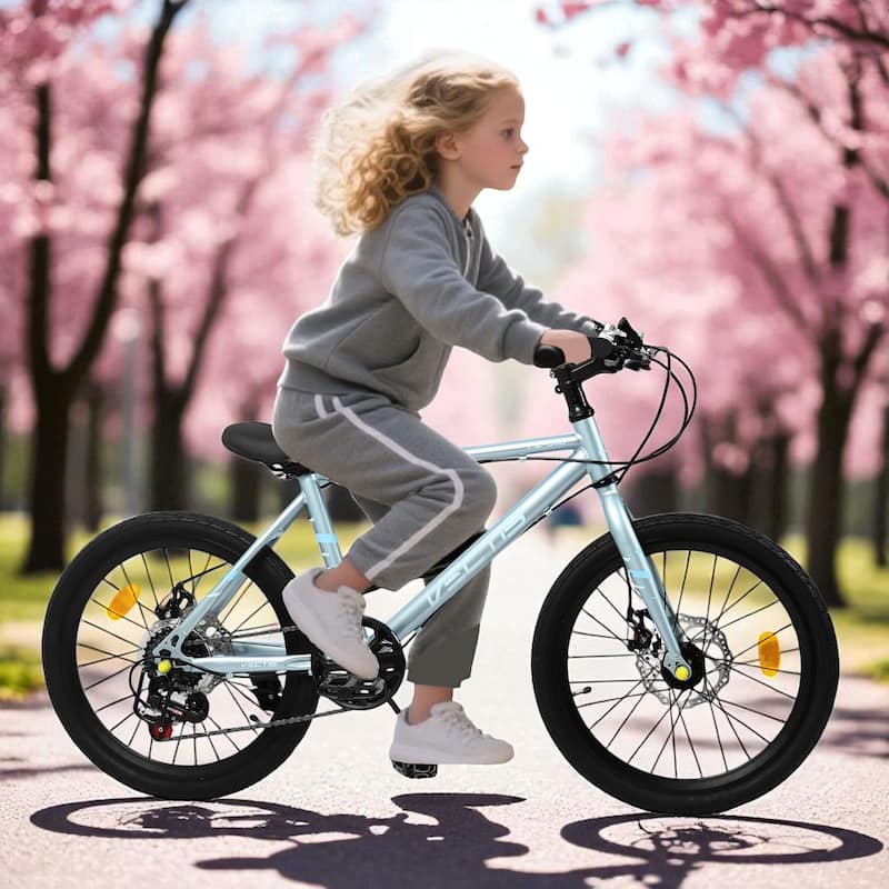 20 Inch Kids Road Bike, Boys & Girls Bicycle Ages 6-12, 7-Speed Steel Frame with Dual Disc Brakes