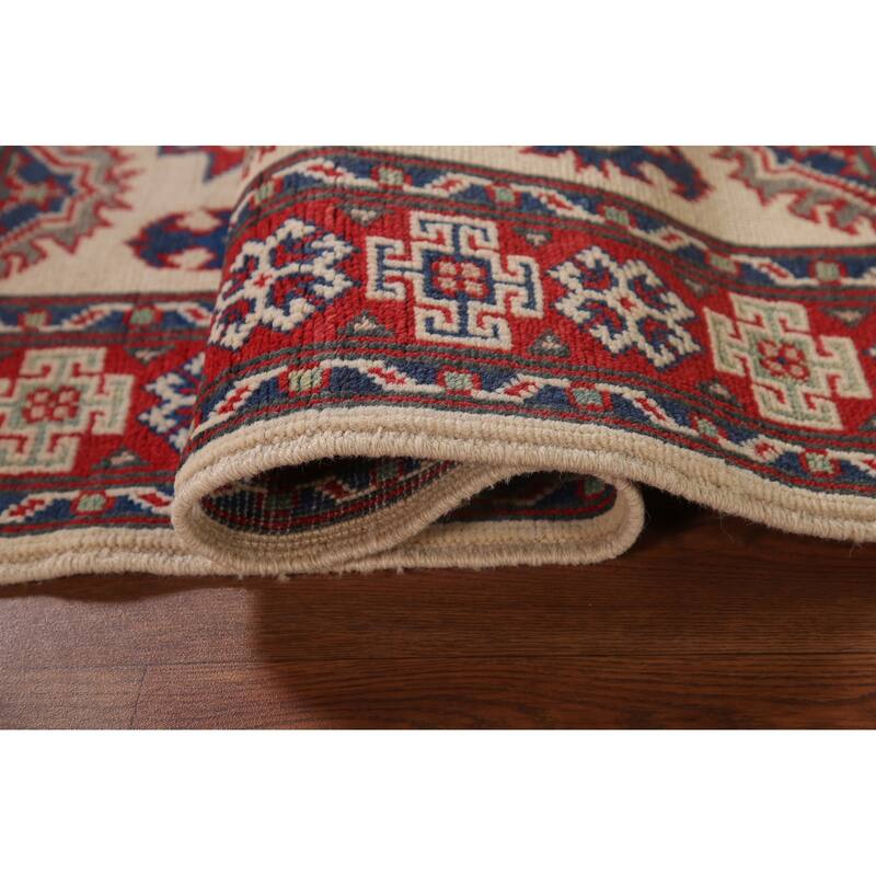 Kazak Accent Rug Hand-Knotted Oriental Wool Carpet - 2'11" x 4'2"