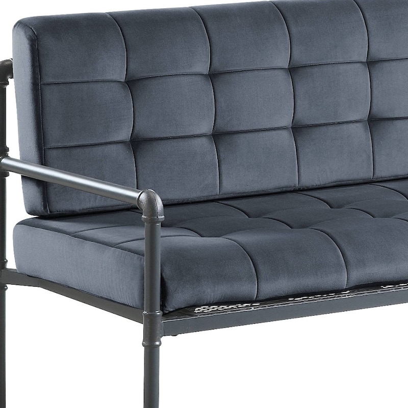 HomeRoots 51" Gray Velvet Loveseat