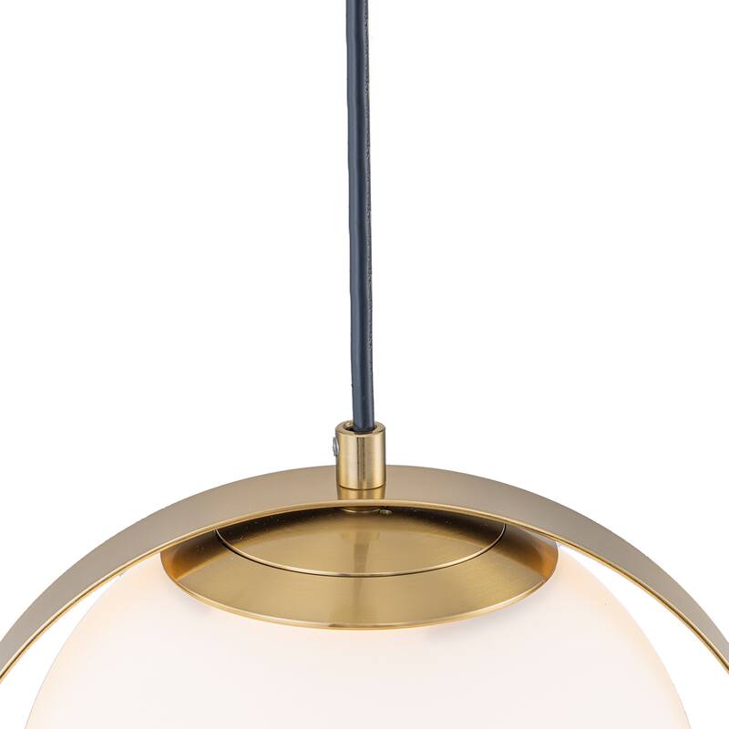 Modern 10-In Single Light LED Pendant Opal Glass Shade Metal Frame - Dia.10-in