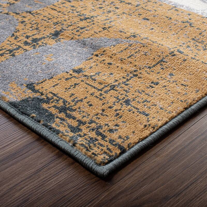 Contemporary Floral Patchwork Indoor Area Rug or Runner by Superior