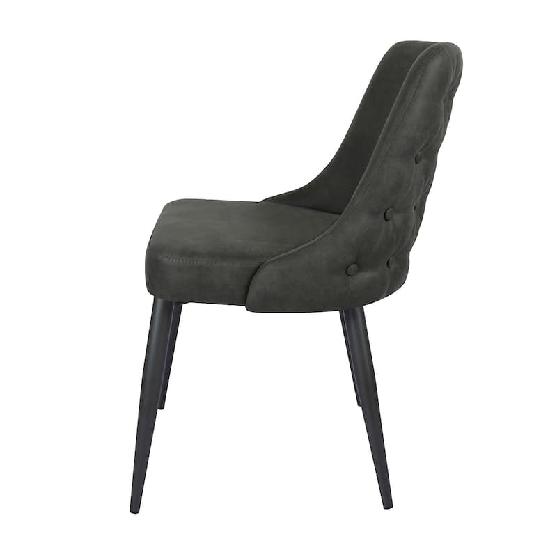 Set of 2 Microfiber Upholstered Dining Chairs, Grey